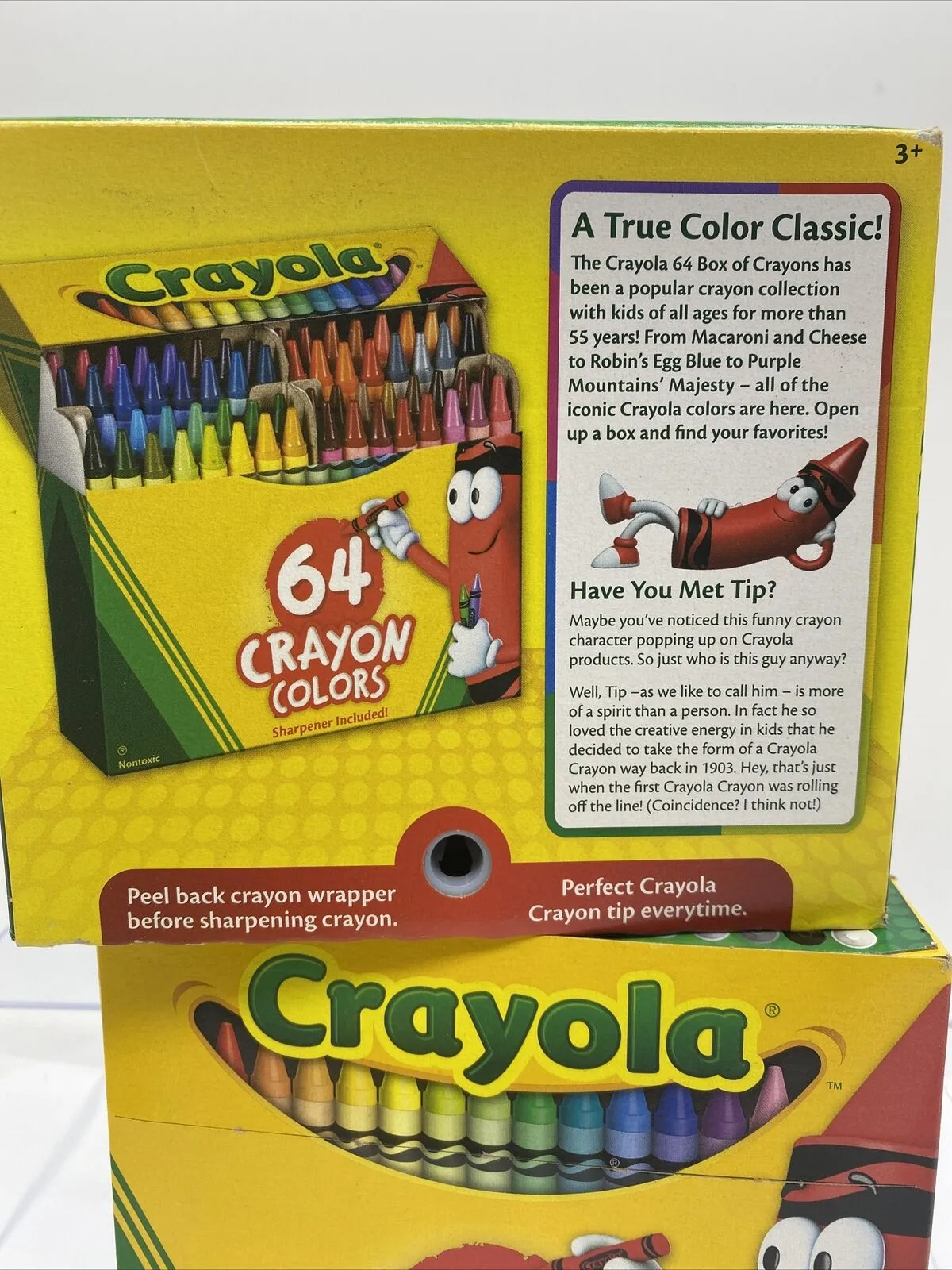 (2) Crayola Crayons In Flip Top Box Pack Sharpener, 64 Crayon Colors COMBINESHIP