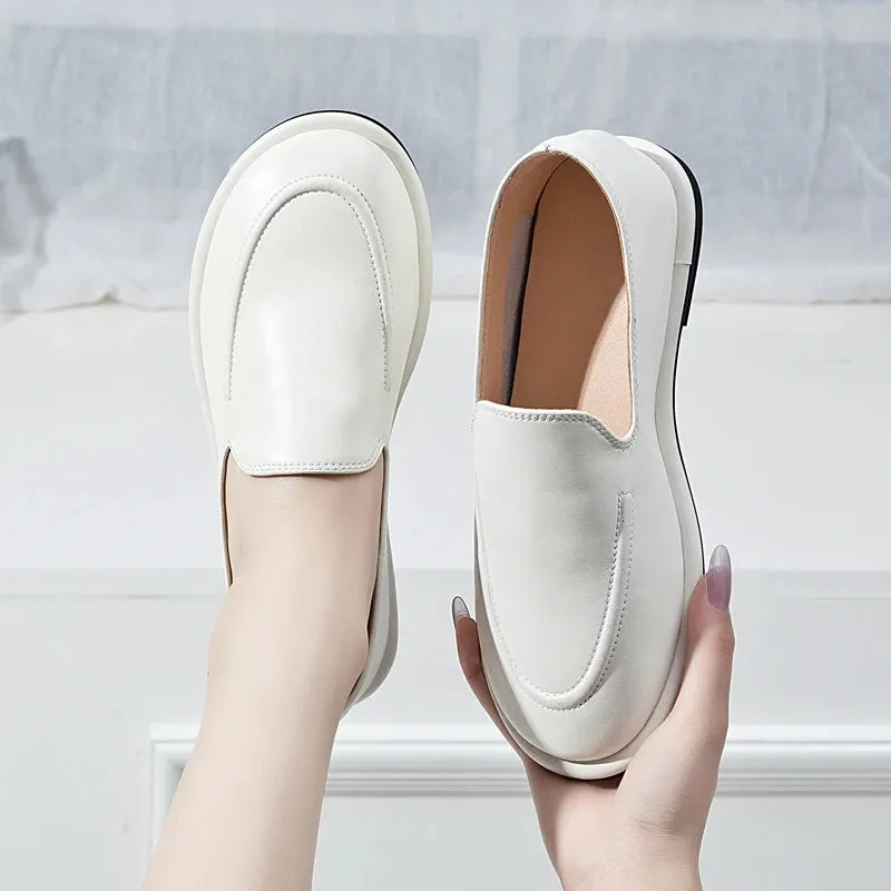 AIYUQI Women’s Loafers – 2024 New Spring Round Toe Slip-On Shoes, Genuine Leather Soft Flats for Women