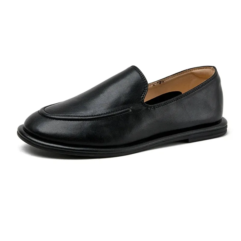 AIYUQI Women’s Loafers – 2024 New Spring Round Toe Slip-On Shoes, Genuine Leather Soft Flats for Women