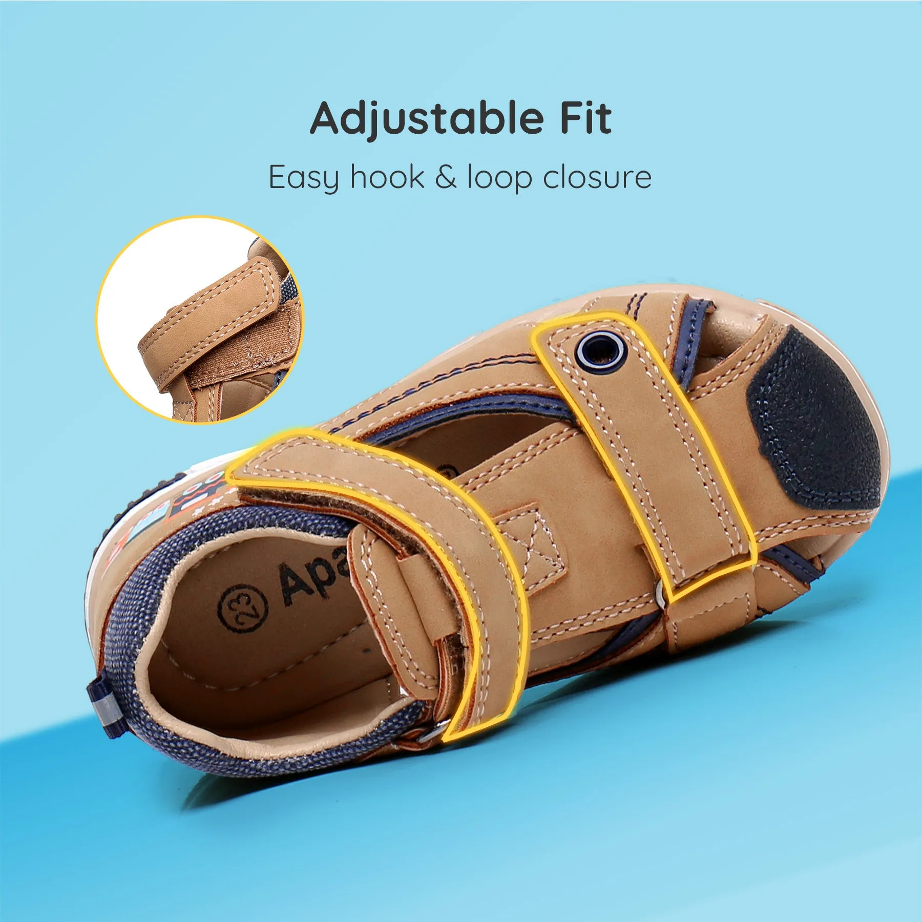 Apakowa Toddler Boys Sandals with Arch Suppoer  BSD1021-camel