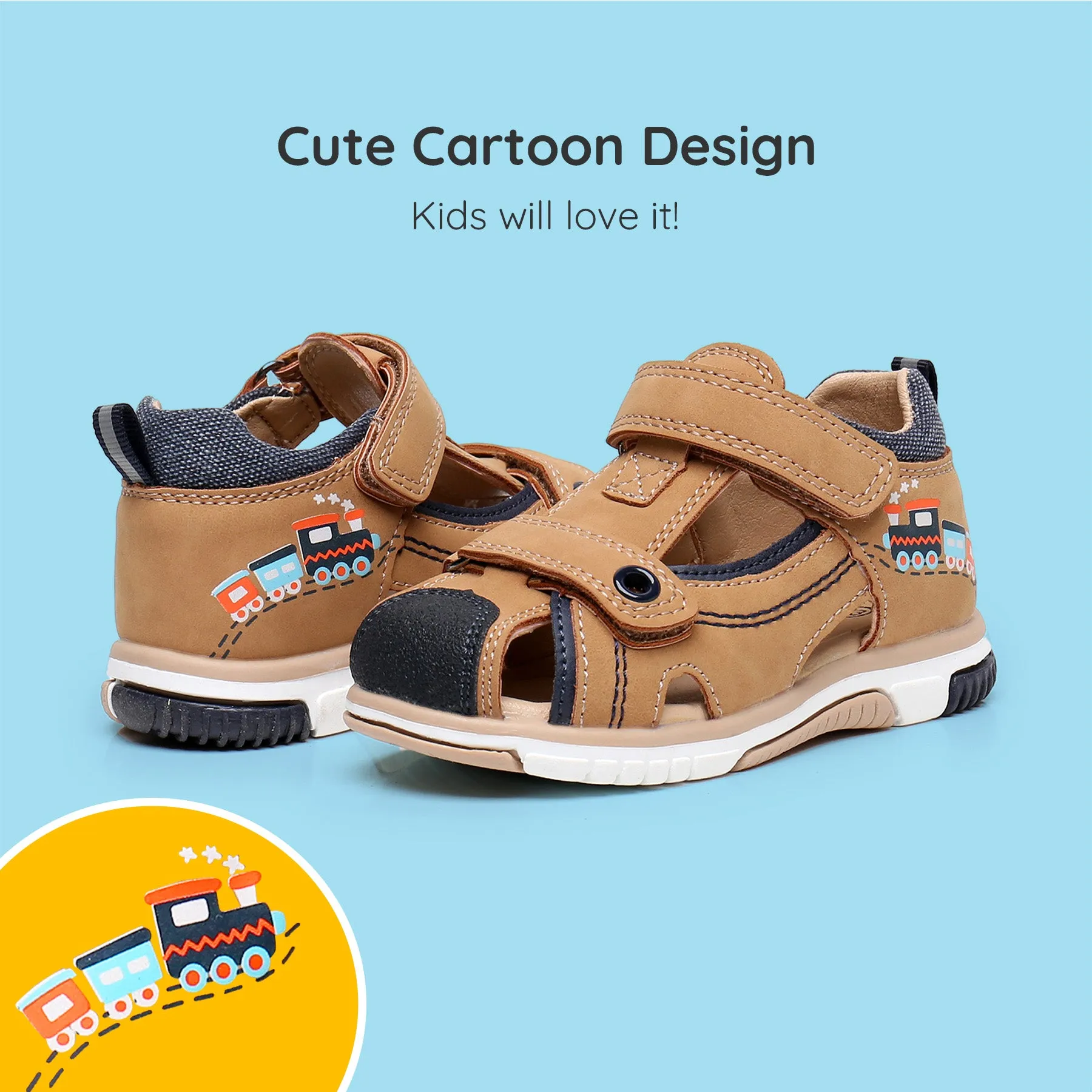 Apakowa Toddler Boys Sandals with Arch Suppoer  BSD1021-camel