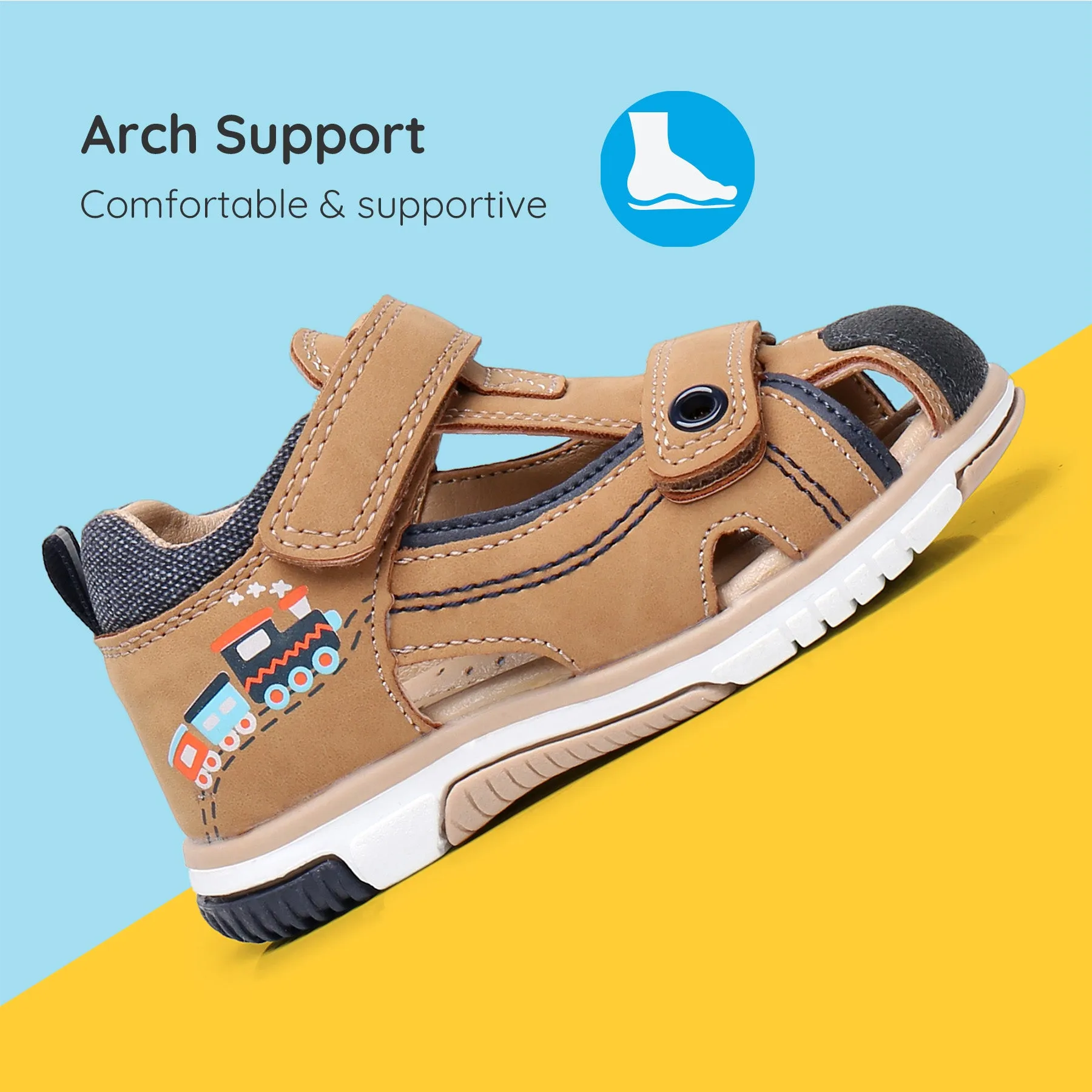 Apakowa Toddler Boys Sandals with Arch Suppoer  BSD1021-camel