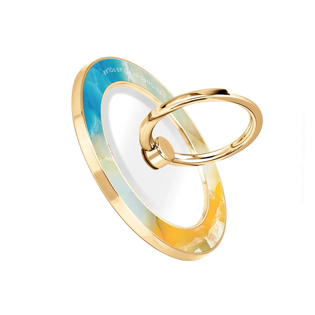 Aqua Sunlight - Golden MagSafe Phone Grip and Ring Holder Stand