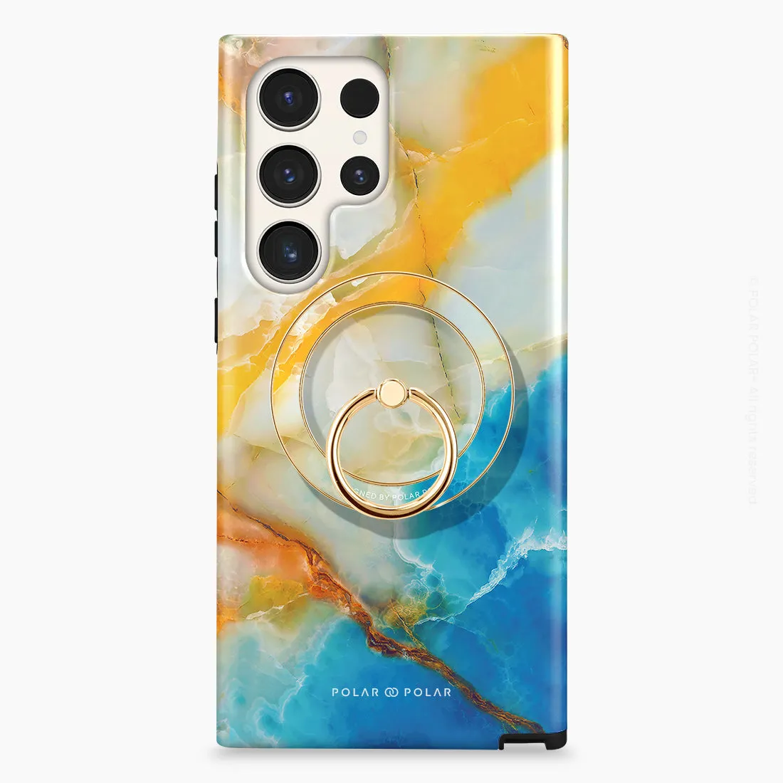 Aqua Sunlight - Golden MagSafe Phone Grip and Ring Holder Stand