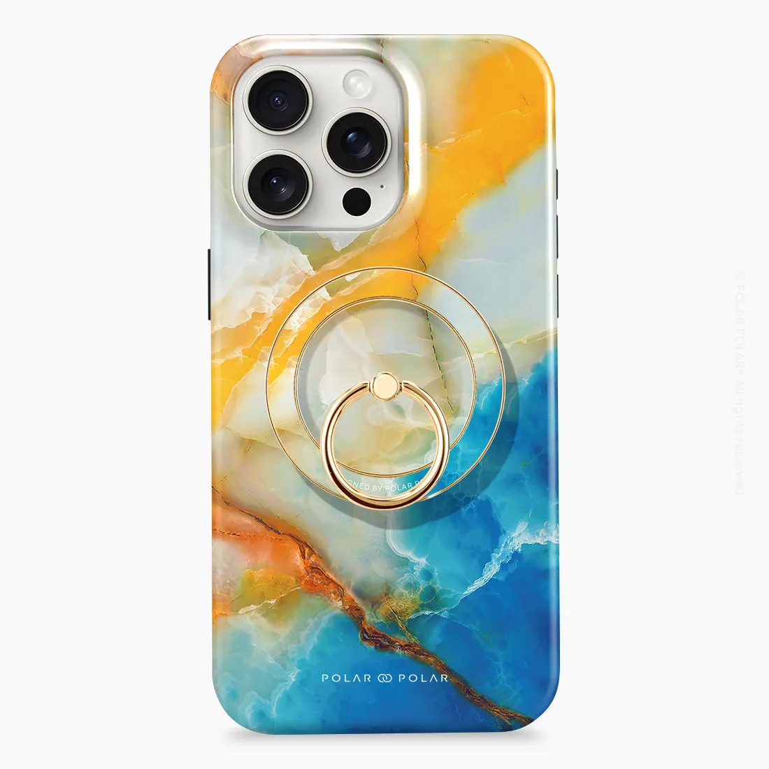 Aqua Sunlight - Golden MagSafe Phone Grip and Ring Holder Stand