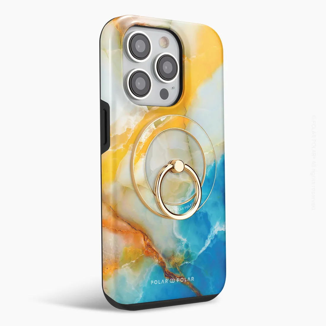 Aqua Sunlight - Golden MagSafe Phone Grip and Ring Holder Stand