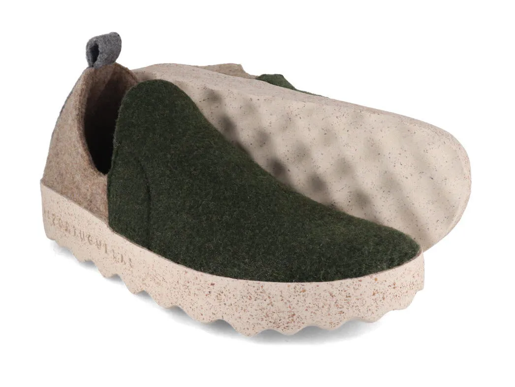 ASPORTUGUESAS Women Felt Slippers 'City', green taupe