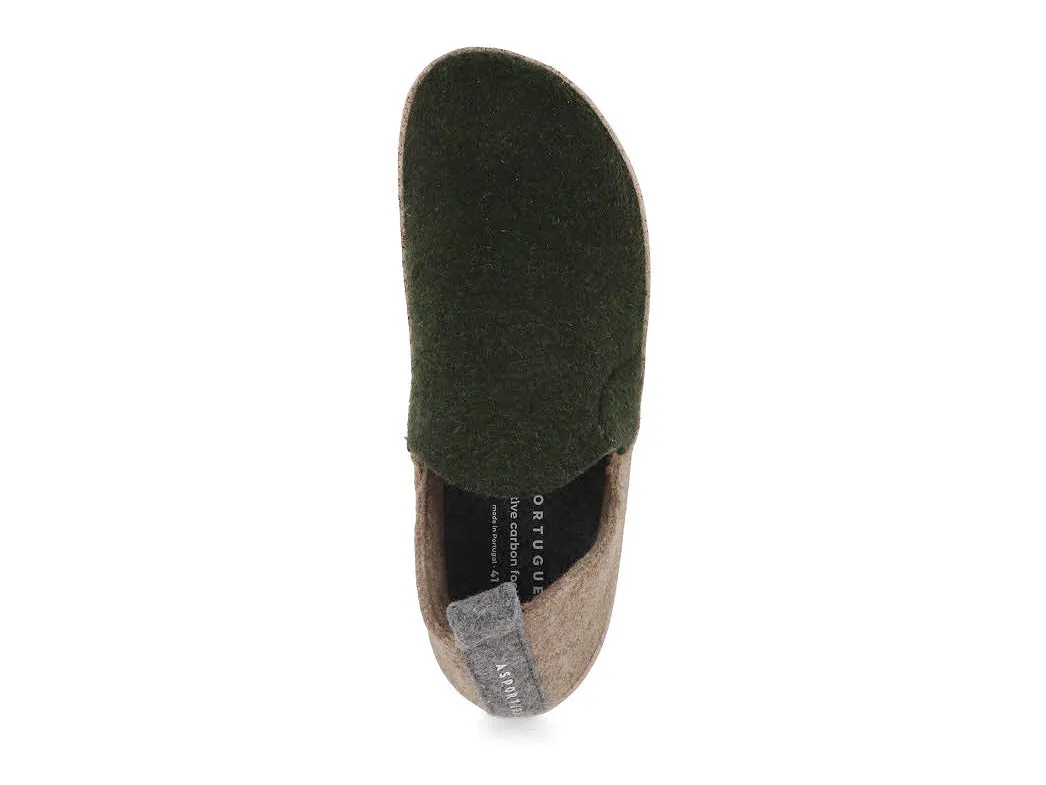 ASPORTUGUESAS Women Felt Slippers 'City', green taupe