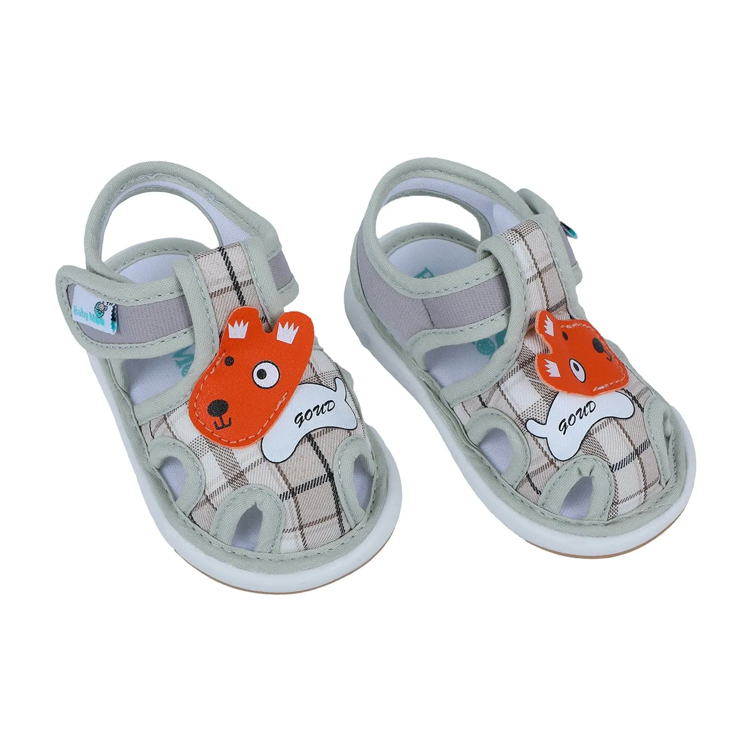 Baby Moo Cute Puppy Checked Chu-Chu Sound Breathable Anti-Skid Sandals - Multicolour