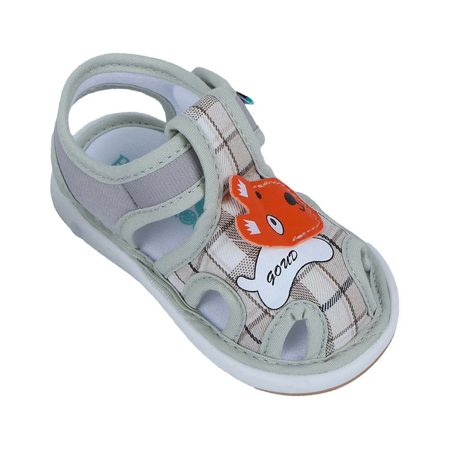 Baby Moo Cute Puppy Checked Chu-Chu Sound Breathable Anti-Skid Sandals - Multicolour