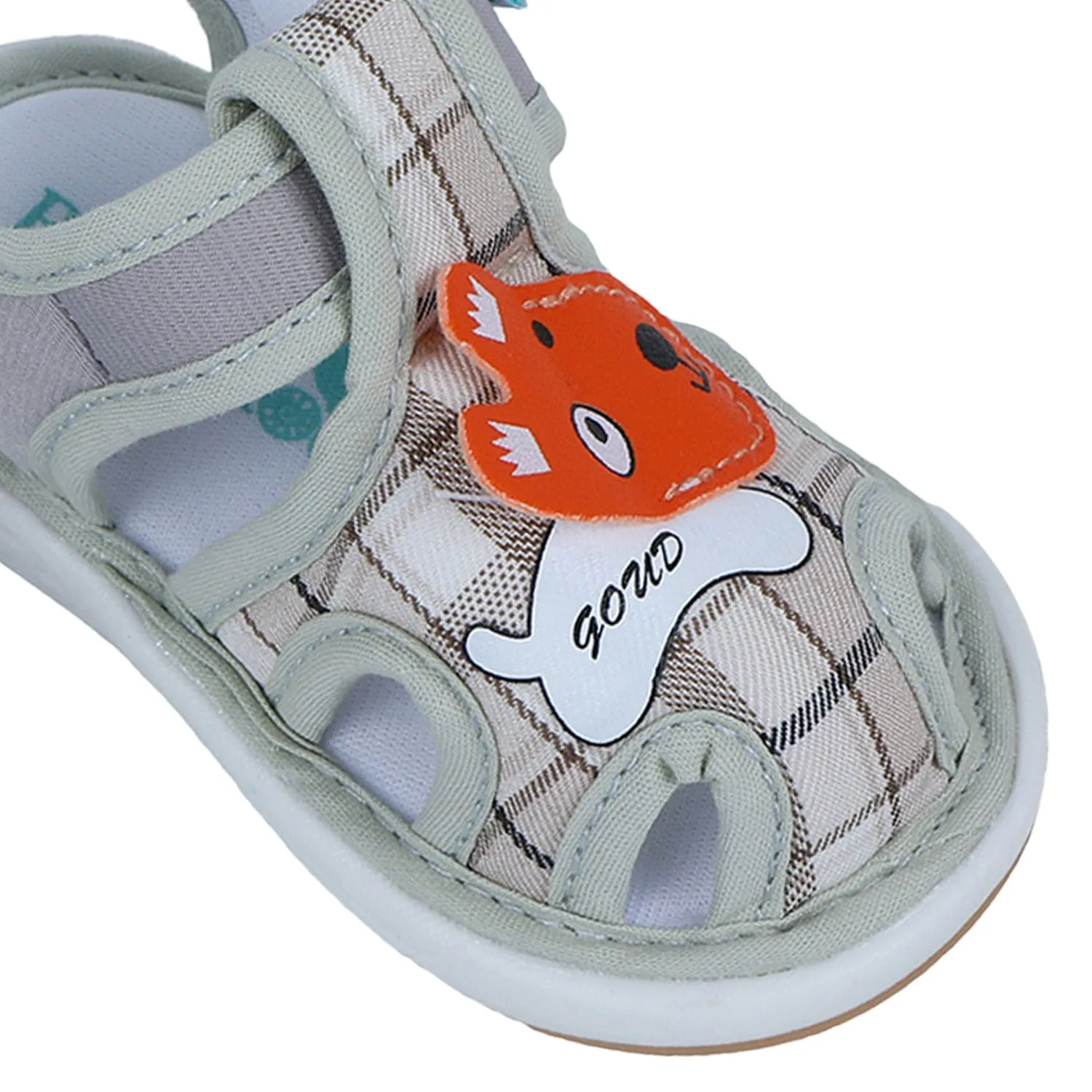 Baby Moo Cute Puppy Checked Chu-Chu Sound Breathable Anti-Skid Sandals - Multicolour