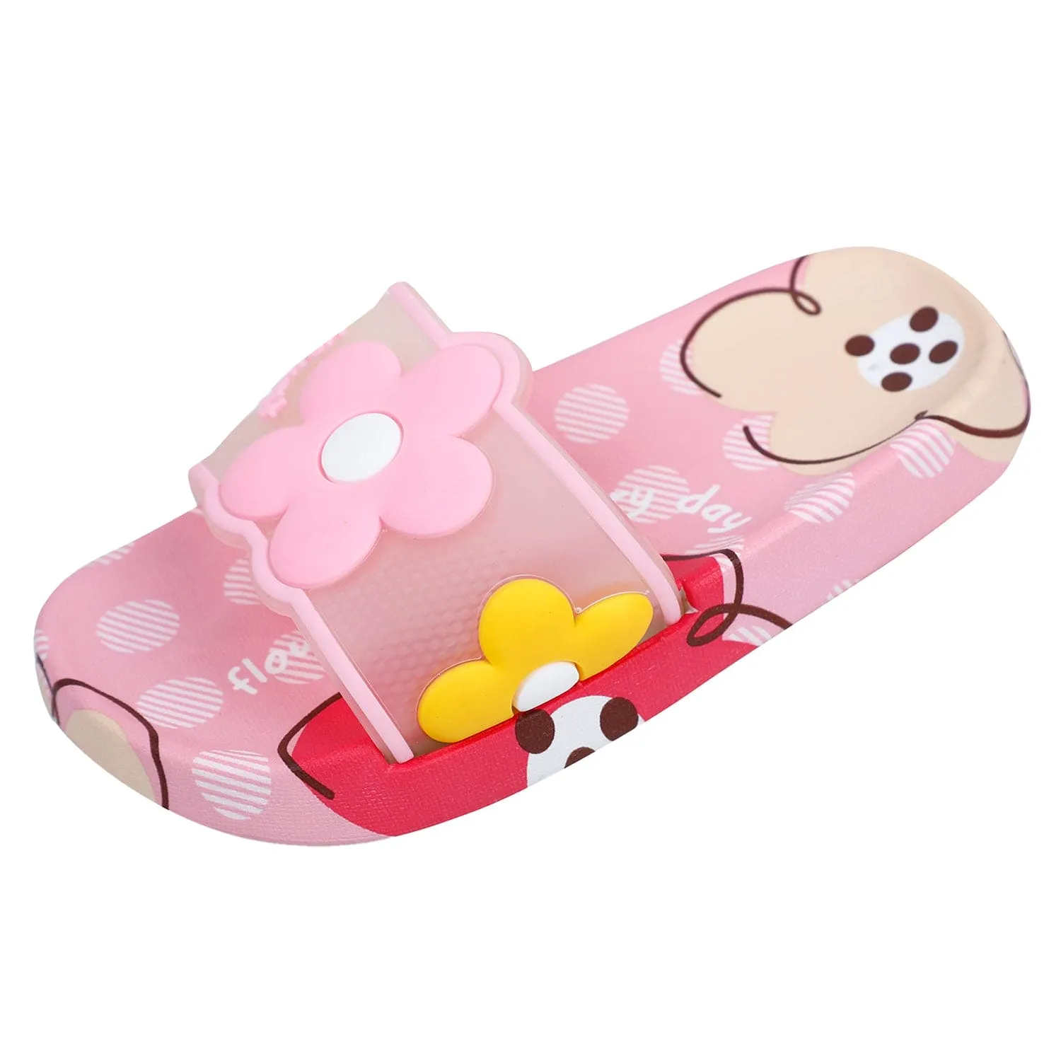Baby Moo Floral 3D Beach Slippers Sliders - Pink