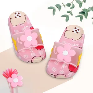 Baby Moo Floral 3D Beach Slippers Sliders - Pink