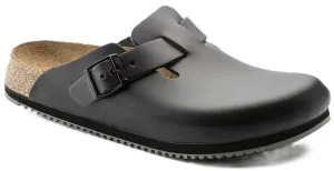 Birkenstock Boston Super Grip Clog - Black Leather | Comfortable Cork Footbed