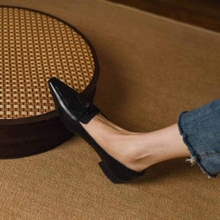 Black Fringe Leather Loafers #001022C