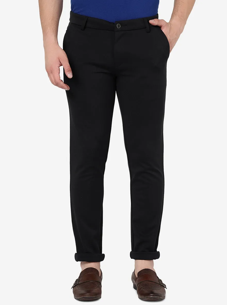 Black Solid Venice Fit Casual Trouser | JadeBlue