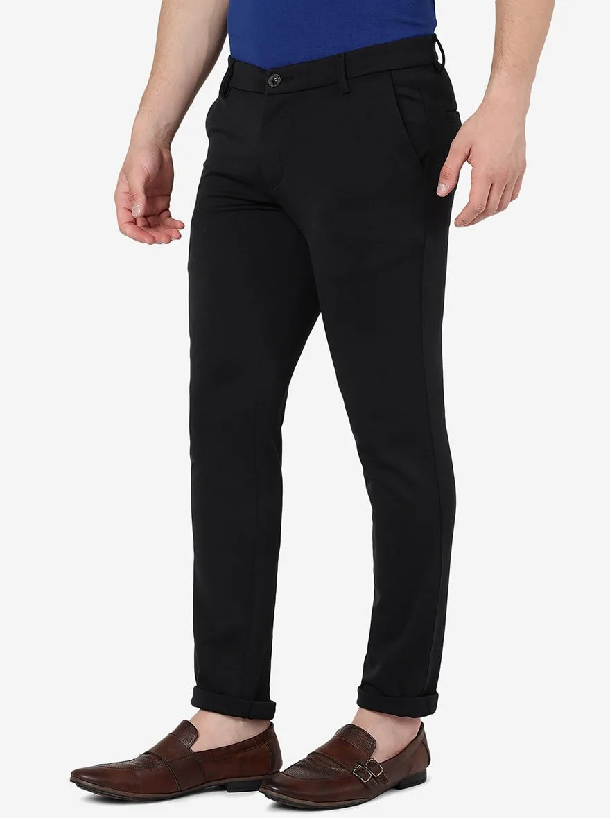Black Solid Venice Fit Casual Trouser | JadeBlue