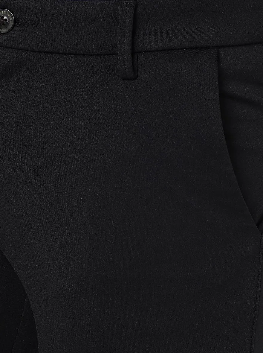 Black Solid Venice Fit Casual Trouser | JadeBlue
