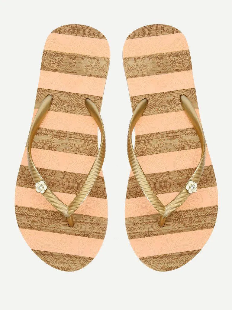 Block Striped Flip Flops