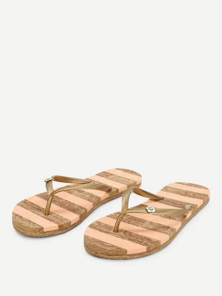 Block Striped Flip Flops