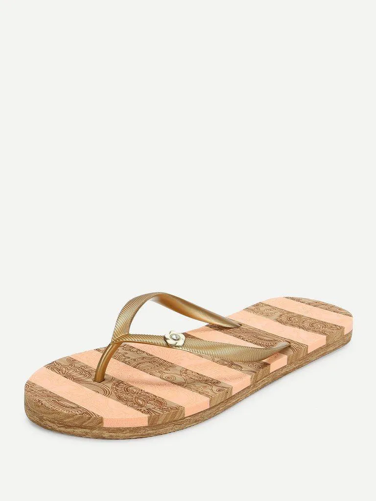 Block Striped Flip Flops