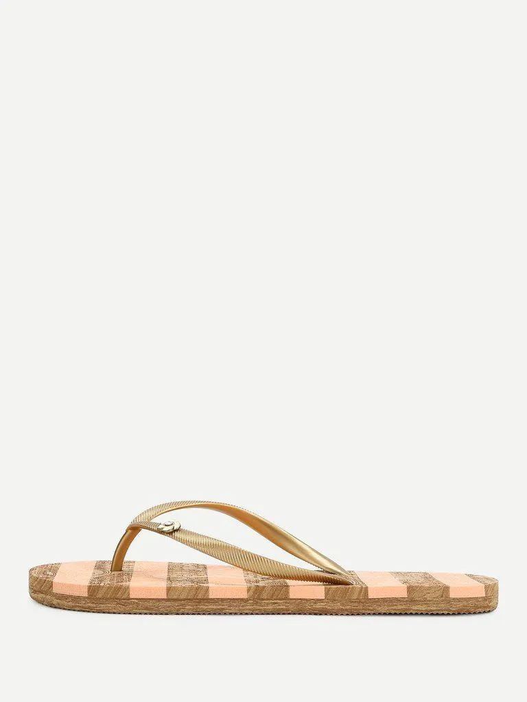 Block Striped Flip Flops