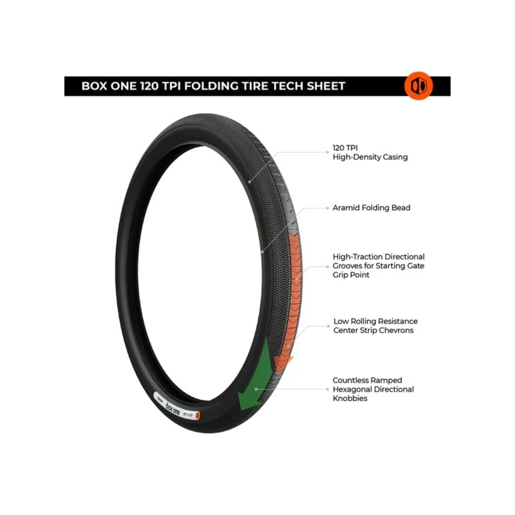 Box One Junior 120 TPI Folding BMX Tyre 20"