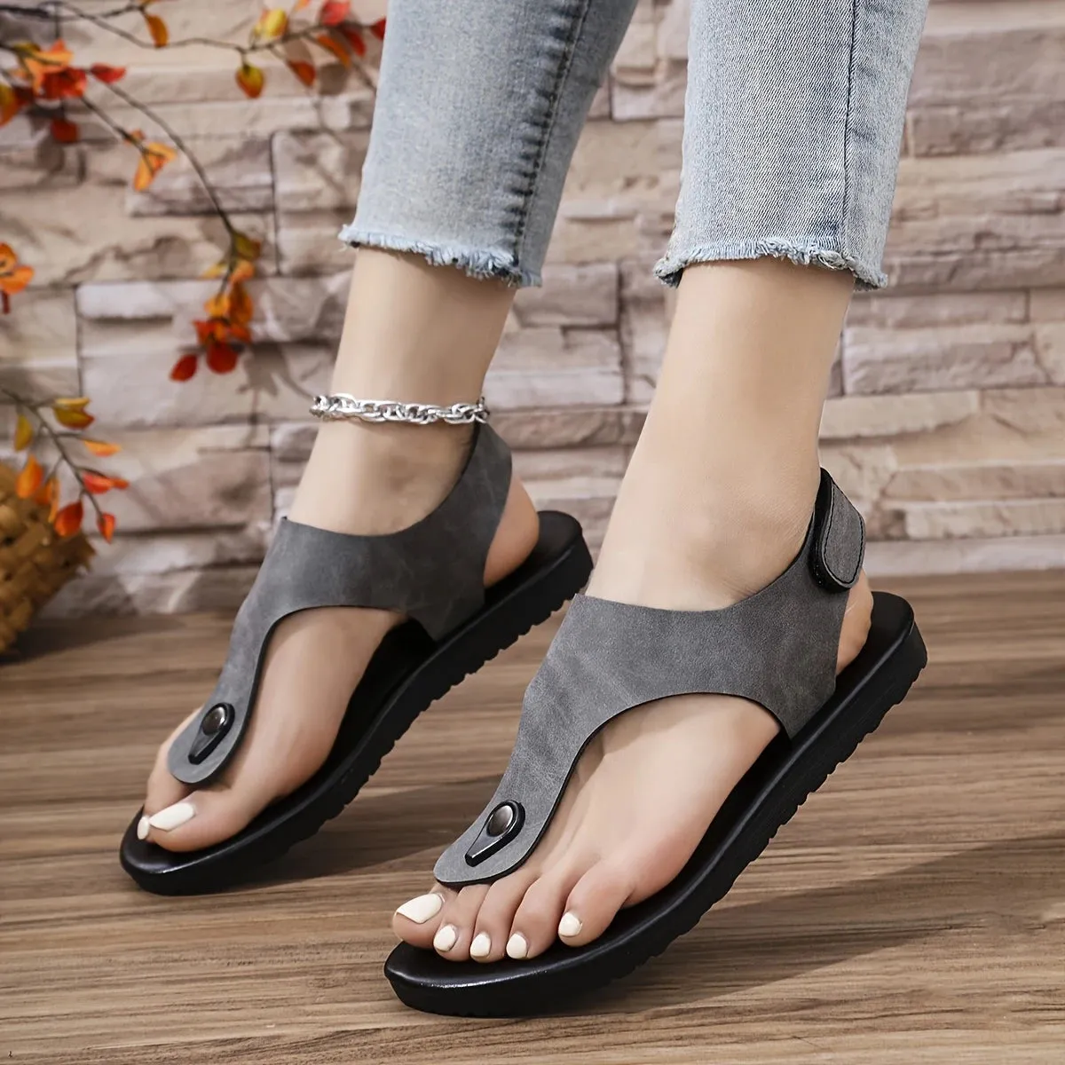 Breathable Flat Sandals - Plaid & Anti-Slip