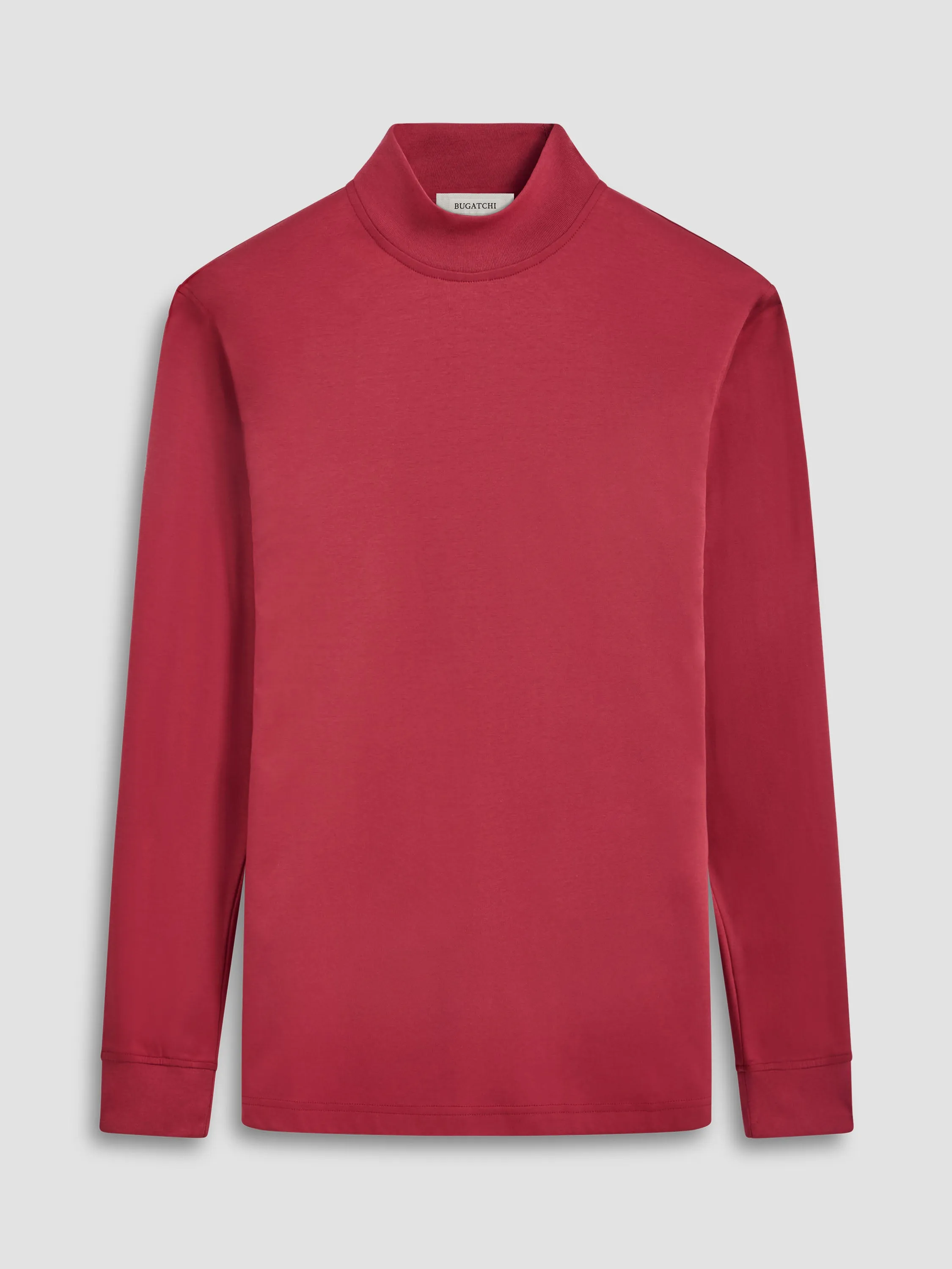Bugatchi Long Sleeve Mock Neck Shirt - Ruby