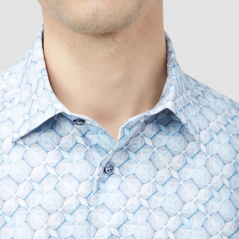 Bugatchi Ooohcotton Miles Short Sleeve Shirt - Air Blue