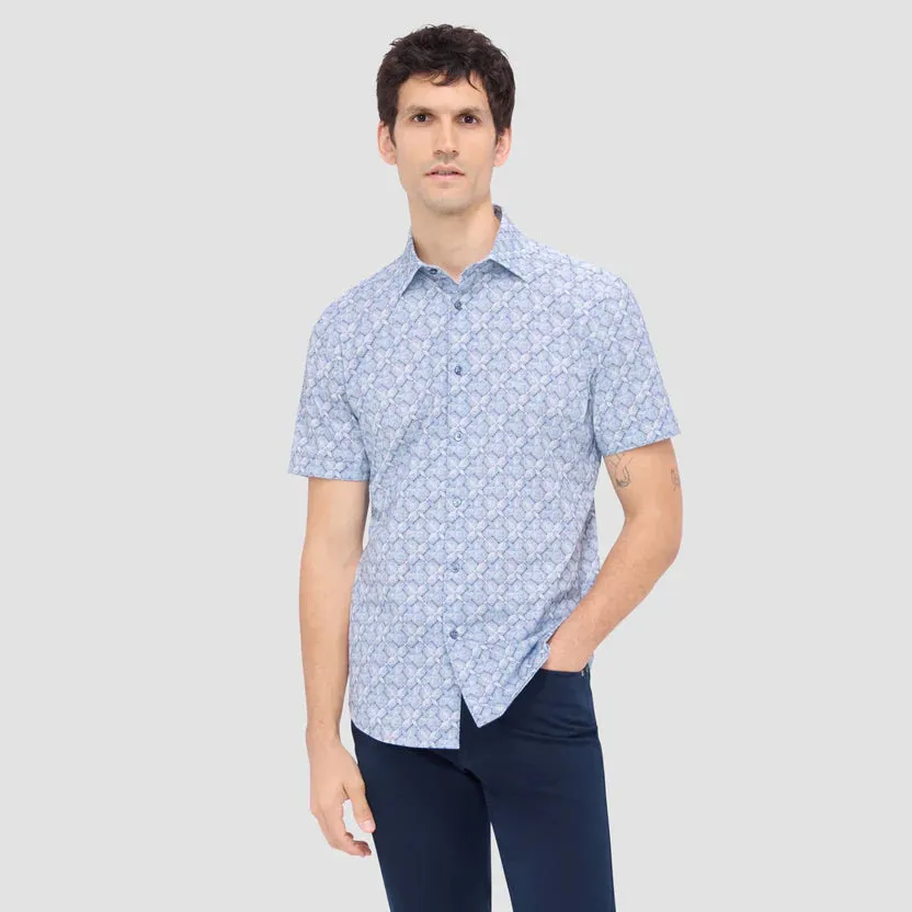 Bugatchi Ooohcotton Miles Short Sleeve Shirt - Air Blue