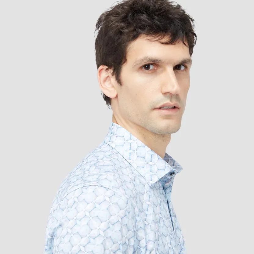 Bugatchi Ooohcotton Miles Short Sleeve Shirt - Air Blue