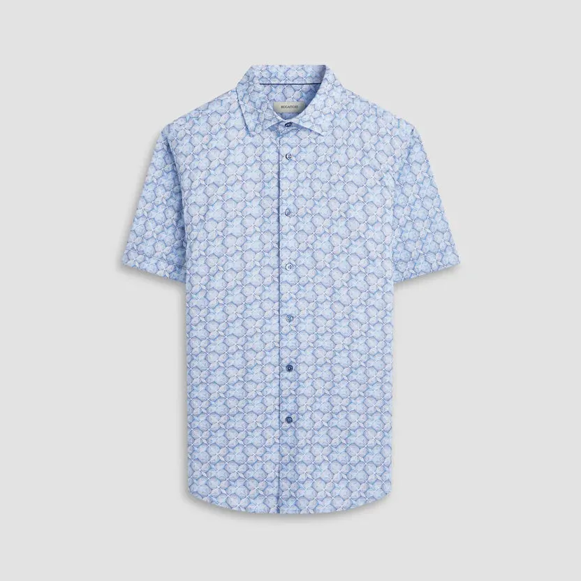 Bugatchi Ooohcotton Miles Short Sleeve Shirt - Air Blue