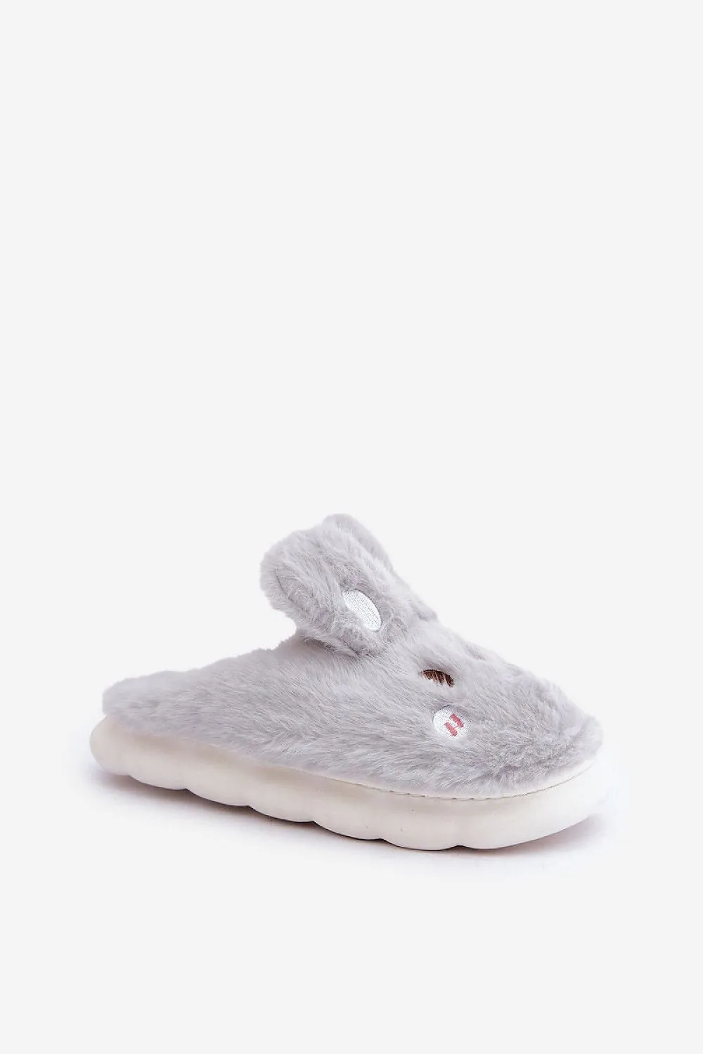 Charming women's furry slippers with a rabbit motif