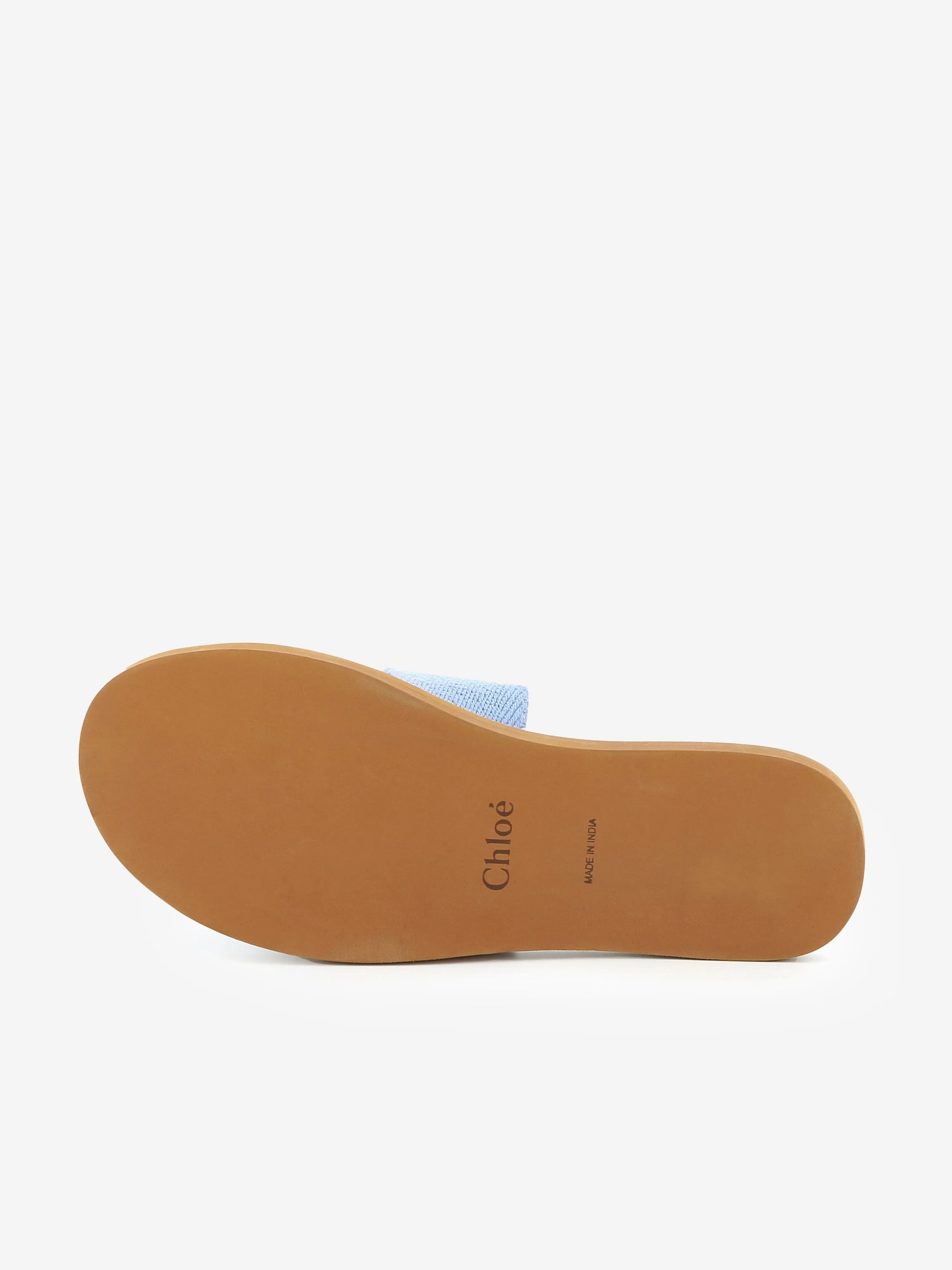 Chloé Girls Denim Logo Sliders in Blue