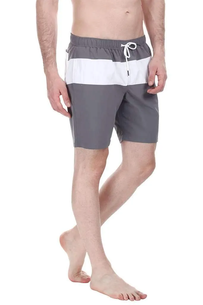Contrast Color Block Quick Dry Nylon Swim Shorts