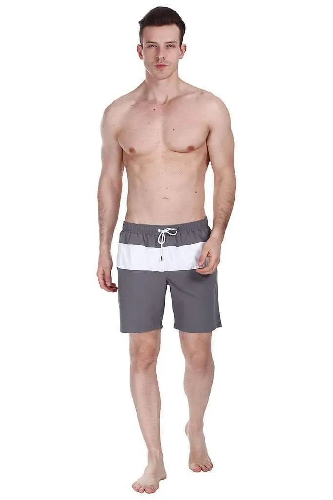 Contrast Color Block Quick Dry Nylon Swim Shorts