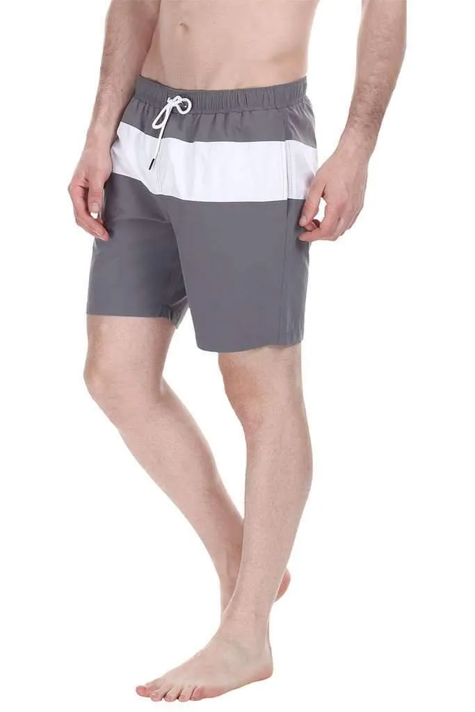 Contrast Color Block Quick Dry Nylon Swim Shorts