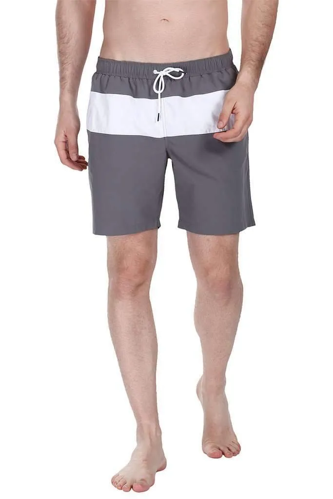 Contrast Color Block Quick Dry Nylon Swim Shorts