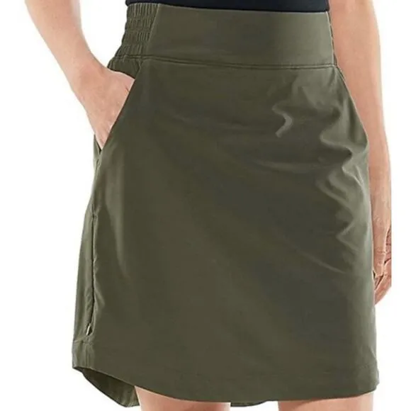Coolibar Pisa Travel Skort UPF 50  Palm Leaf Green Womens XL RFID Block Pocket