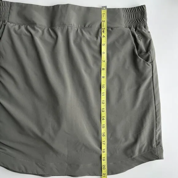 Coolibar Pisa Travel Skort UPF 50  Palm Leaf Green Womens XL RFID Block Pocket