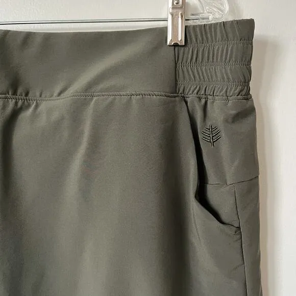 Coolibar Pisa Travel Skort UPF 50  Palm Leaf Green Womens XL RFID Block Pocket