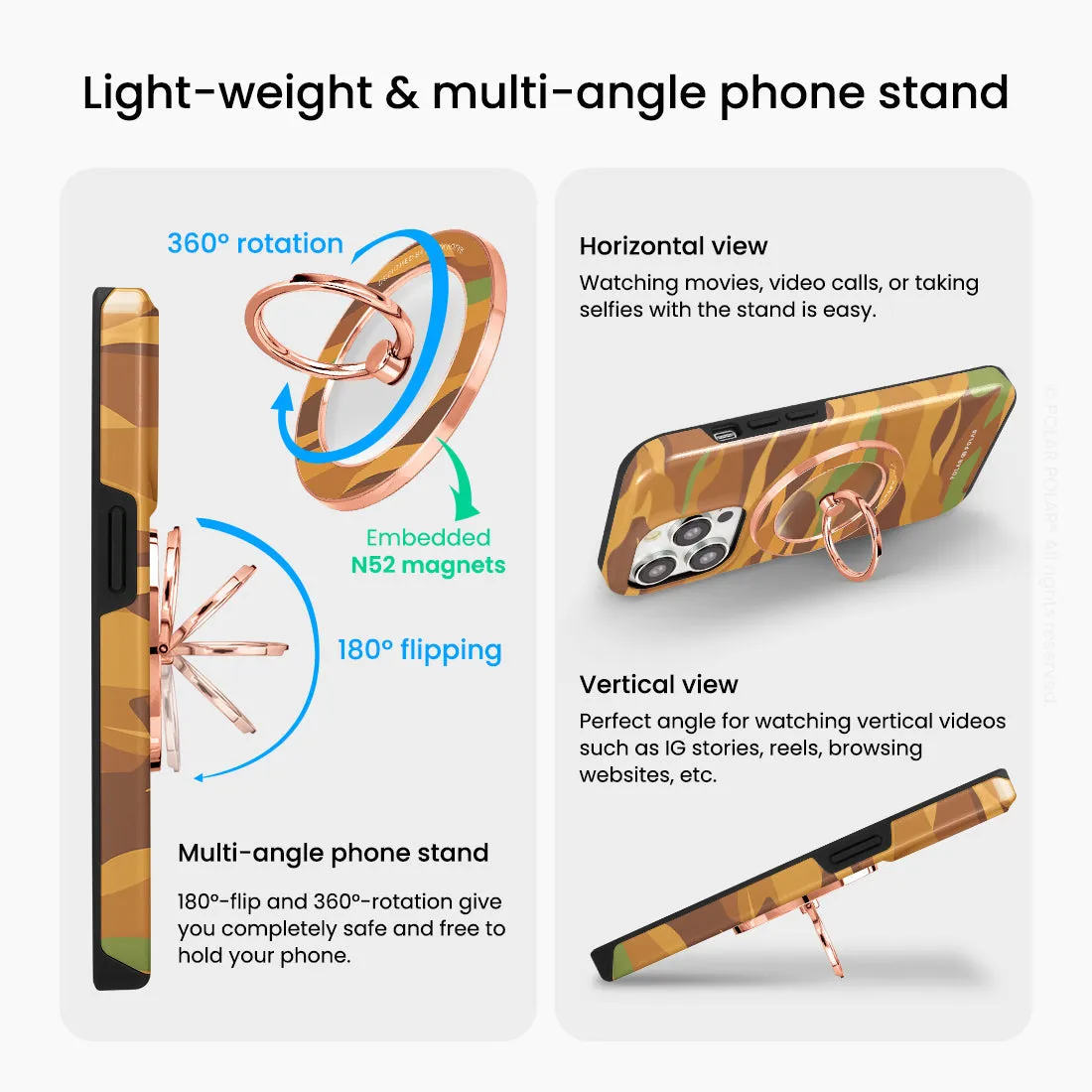 Desert Camo - Rose Gold MagSafe Phone Grip and Ring Holder Stand