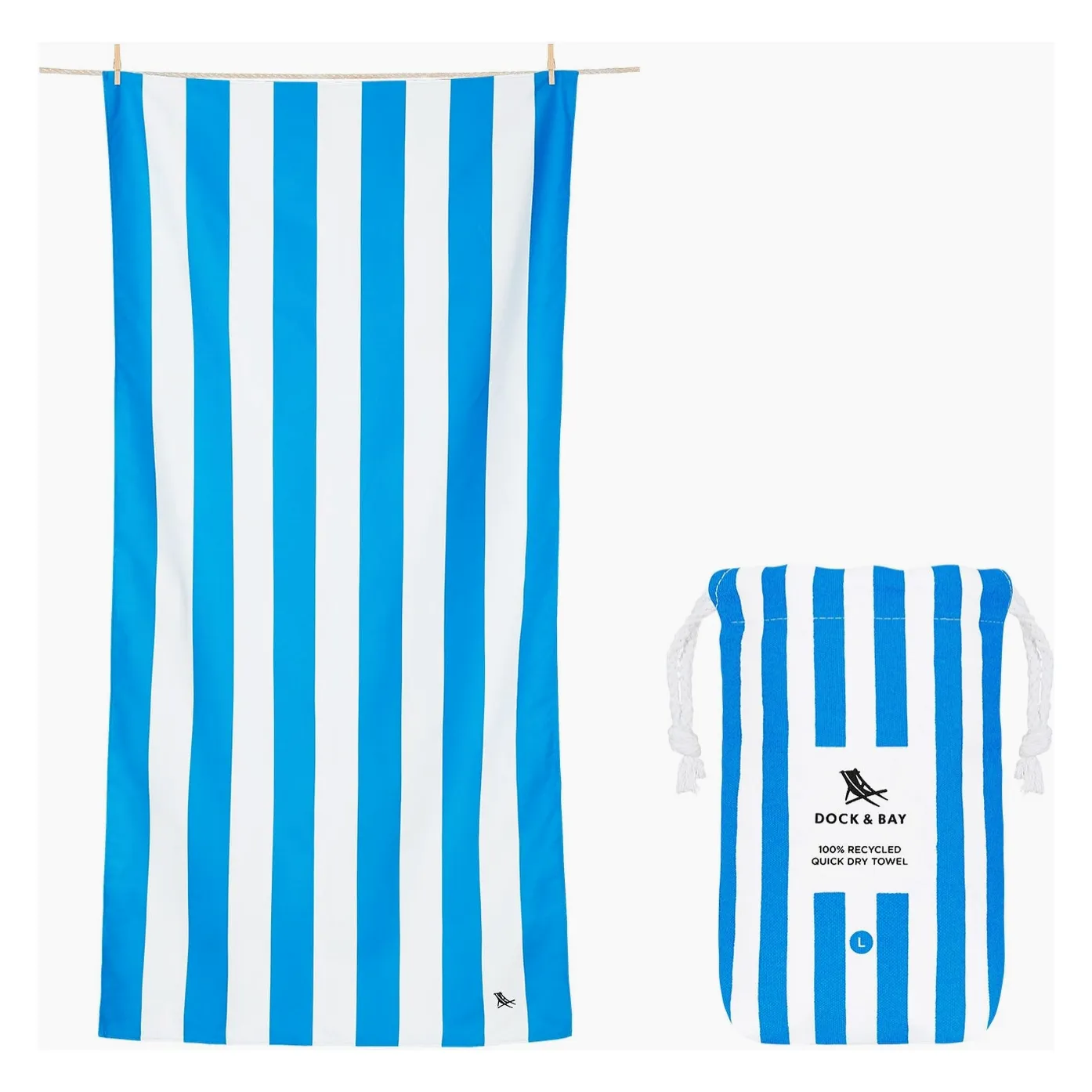 Dock & Bay Quick Dry Beach Towels- Bondi Blue Stripe