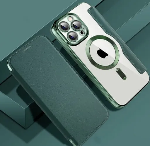 Etui Flip Wallet Magsafe iPhone 12 - Zielony