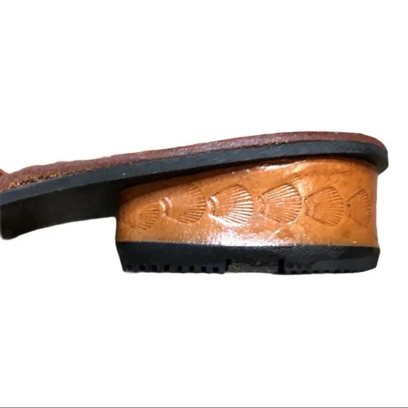 FINDIG Embossed Leather Sandals 8