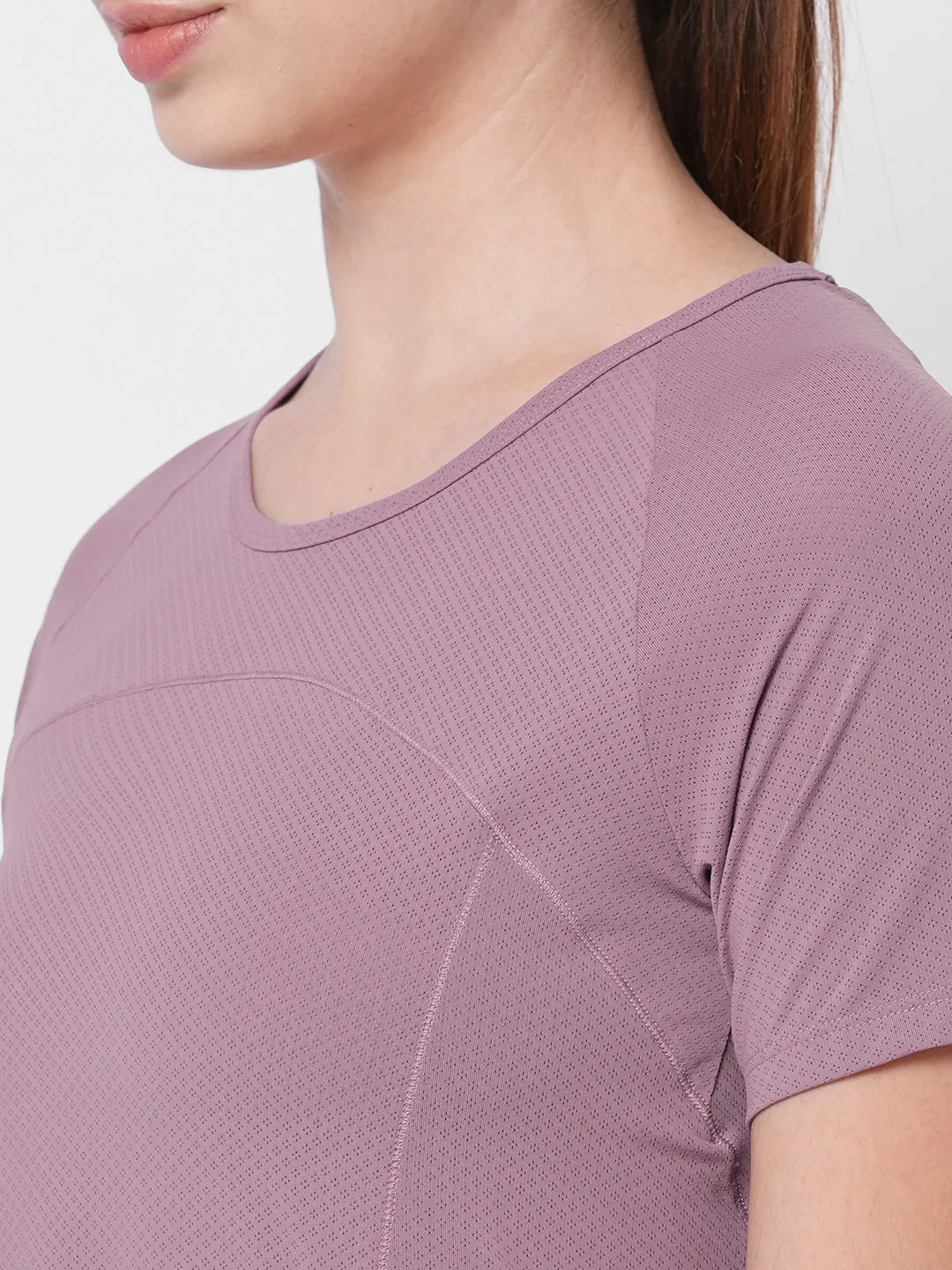 Fitkin women lavender side overlap style tshirt