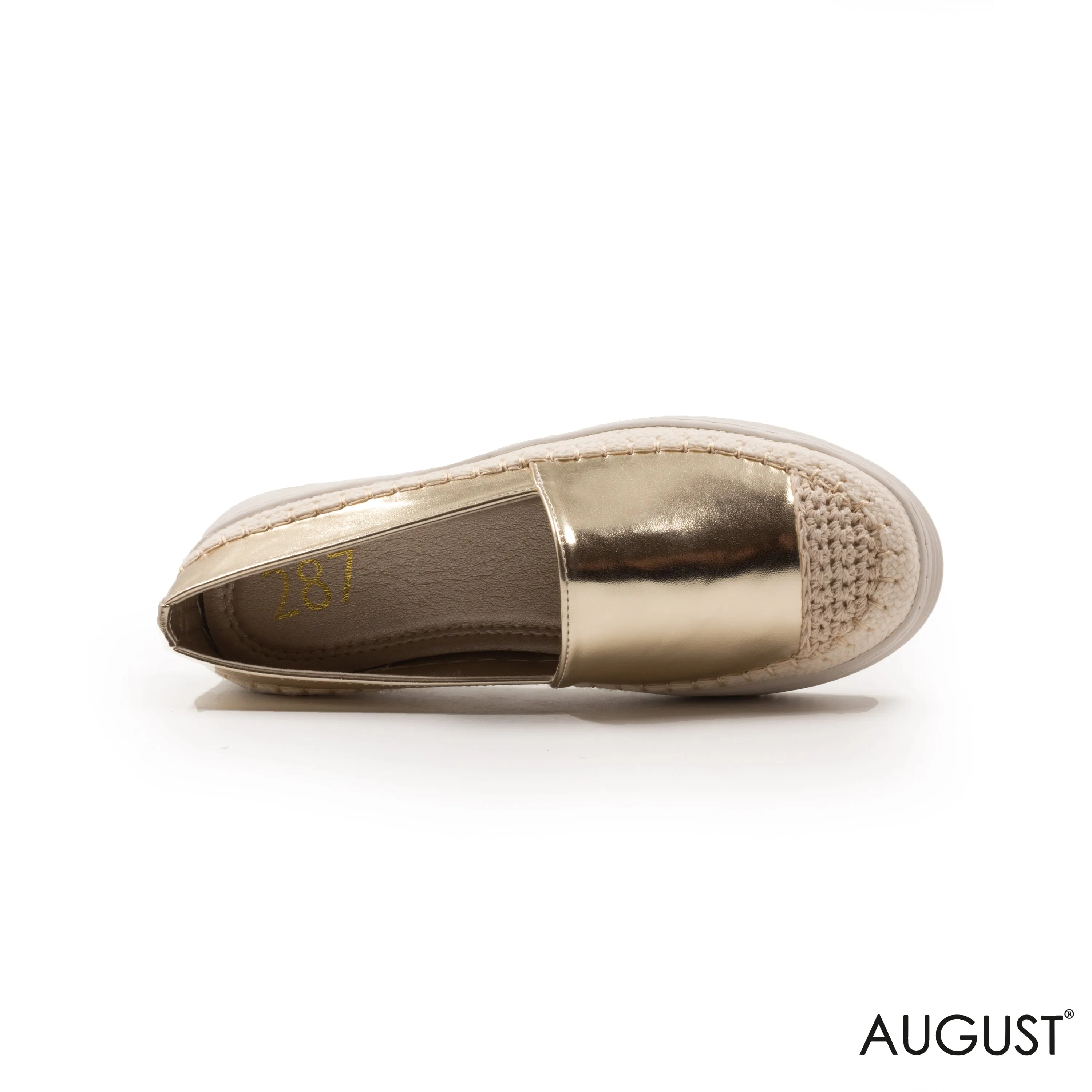 GOLD METALLIC LOAFERS WITH DETAILS TOUCH