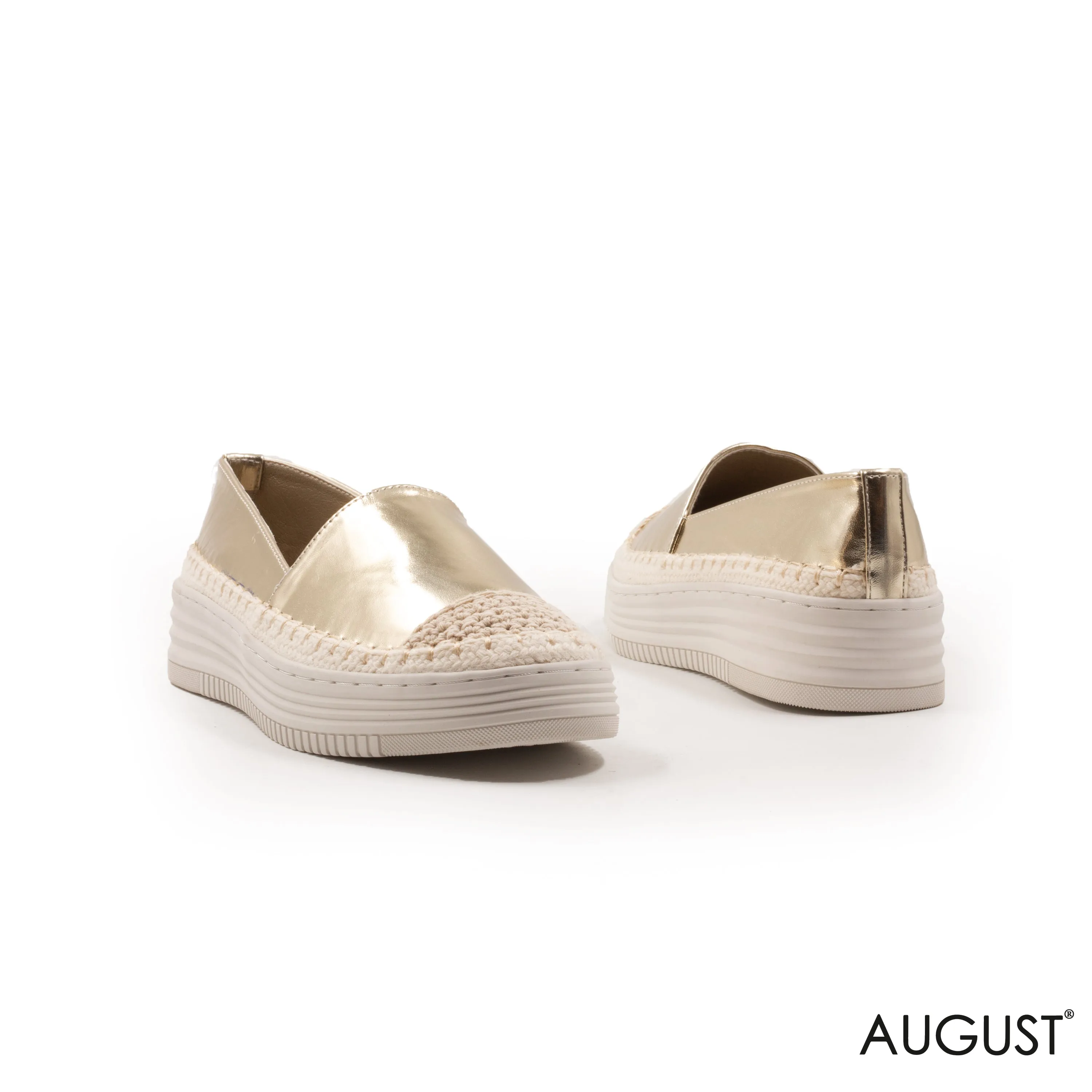 GOLD METALLIC LOAFERS WITH DETAILS TOUCH