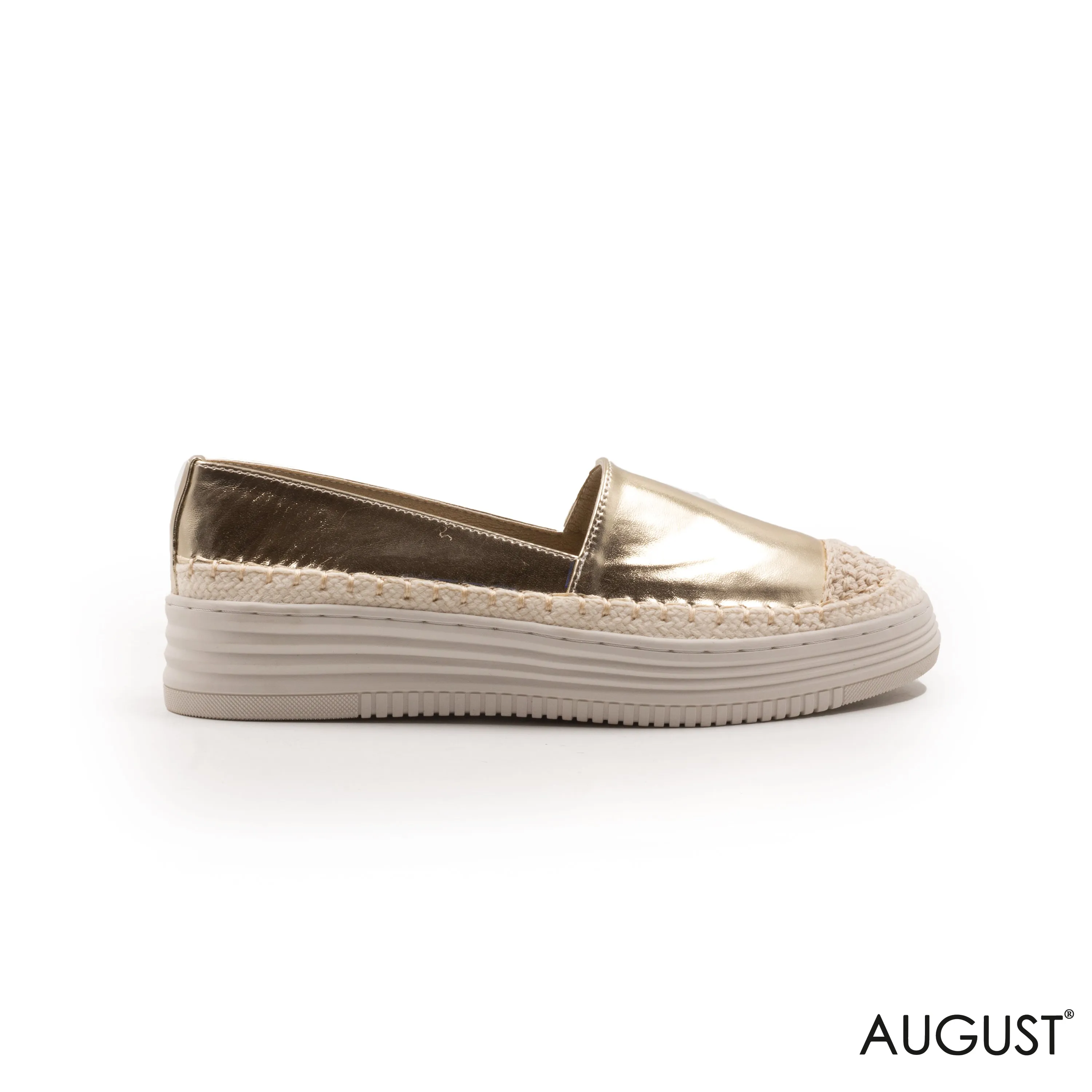 GOLD METALLIC LOAFERS WITH DETAILS TOUCH